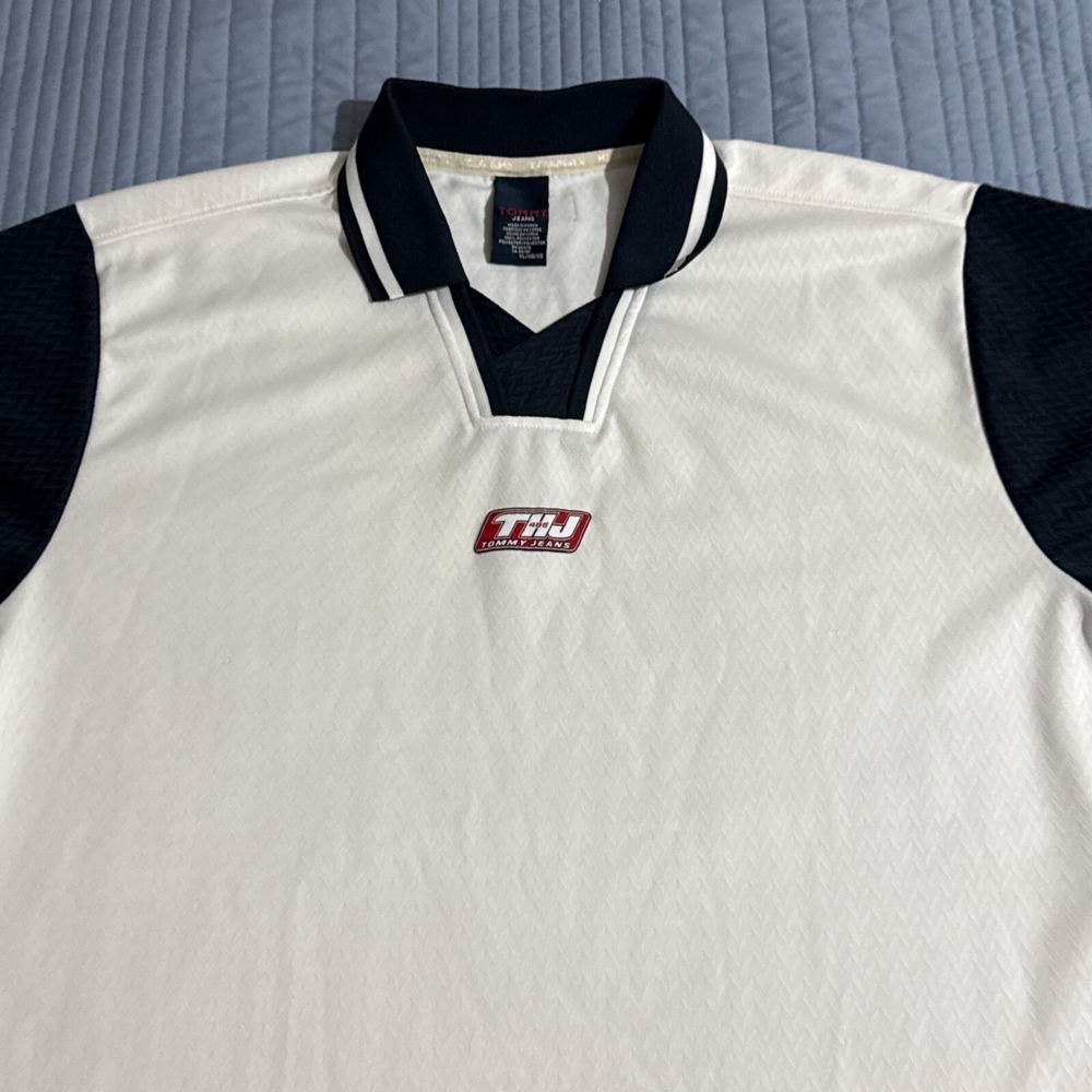 Vintage Tommy Hilfiger Jeans Polo Shirt Mens Size XL Y2K 90s Logo White - Picture 4 of 15
